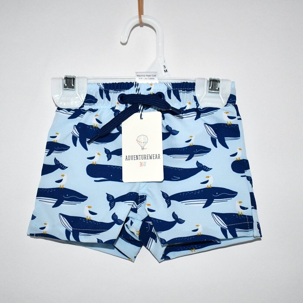 Adventurewear 360 Whale Print Swim Trunks Size: 18Mos #S44W480A NWT